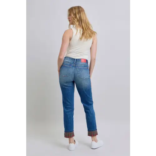 Plaid Straight Leg Jeans