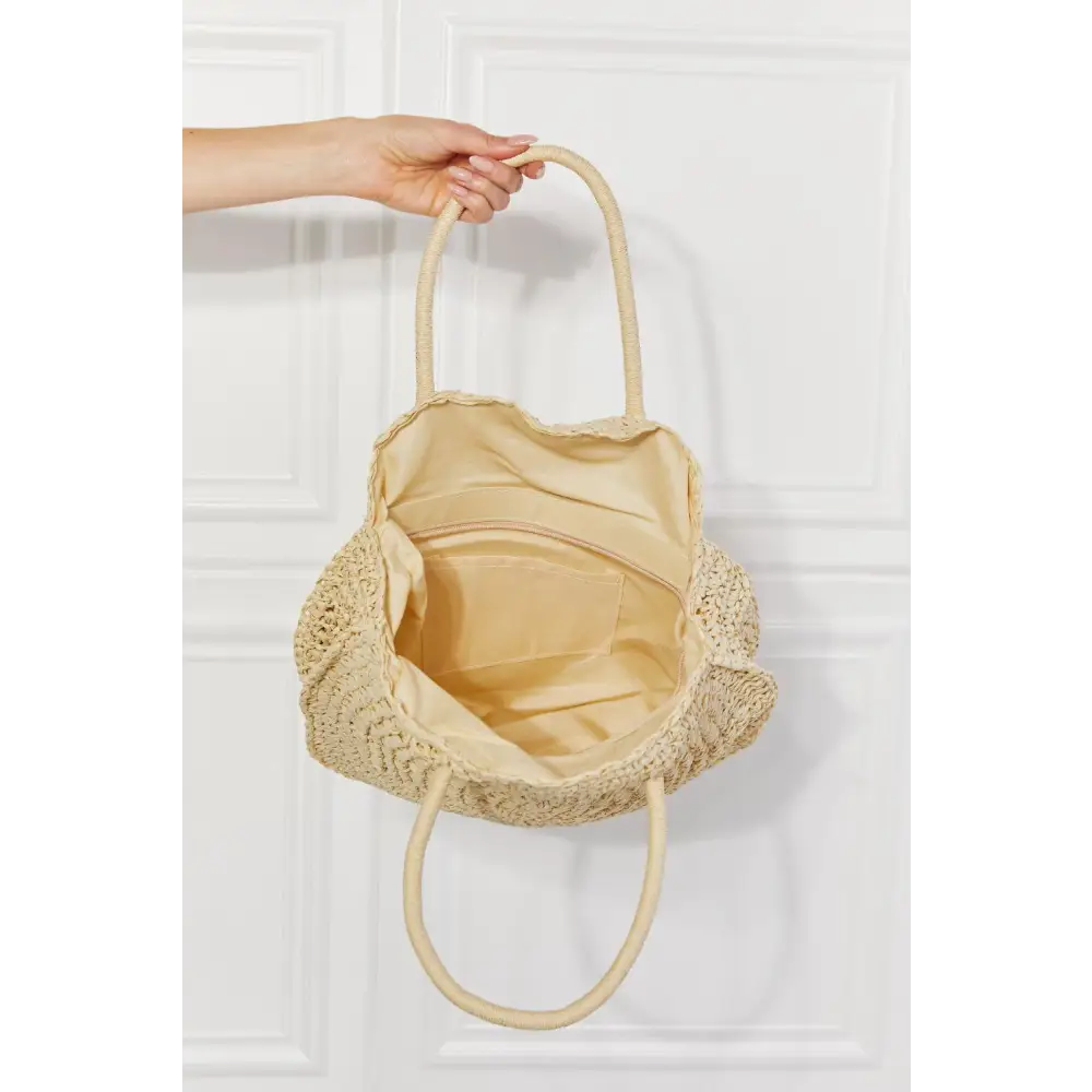 Justin Taylor Beach Date Straw Rattan Handbag Ivory Summer Essential