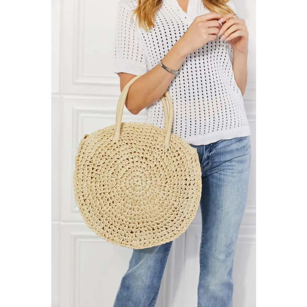 Justin Taylor Beach Date Straw Rattan Handbag Ivory Summer Essential