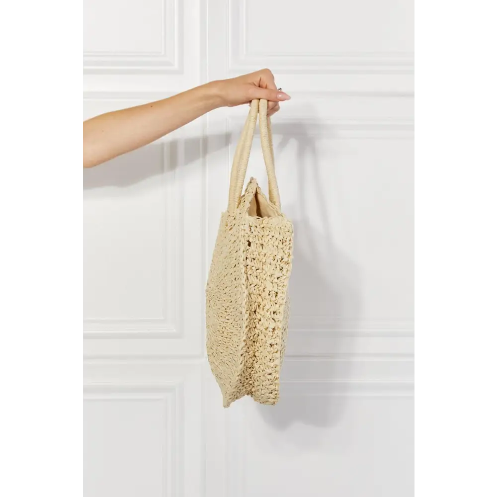 Justin Taylor Beach Date Straw Rattan Handbag Ivory Summer Essential