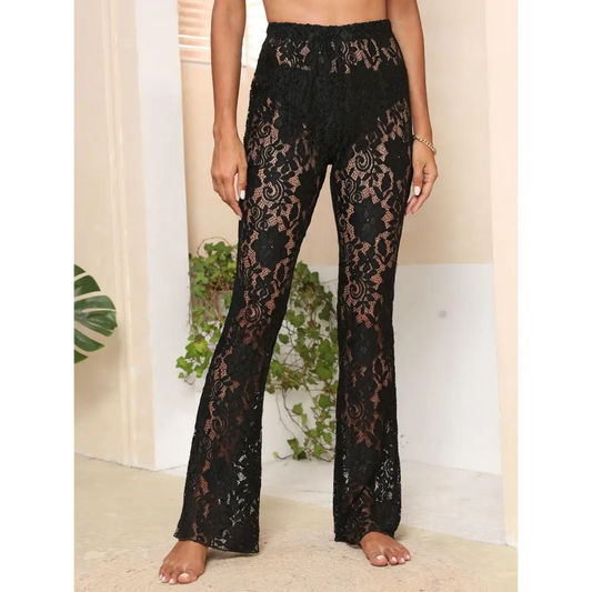 Lace High Waist Swim Pants - CM Fashion