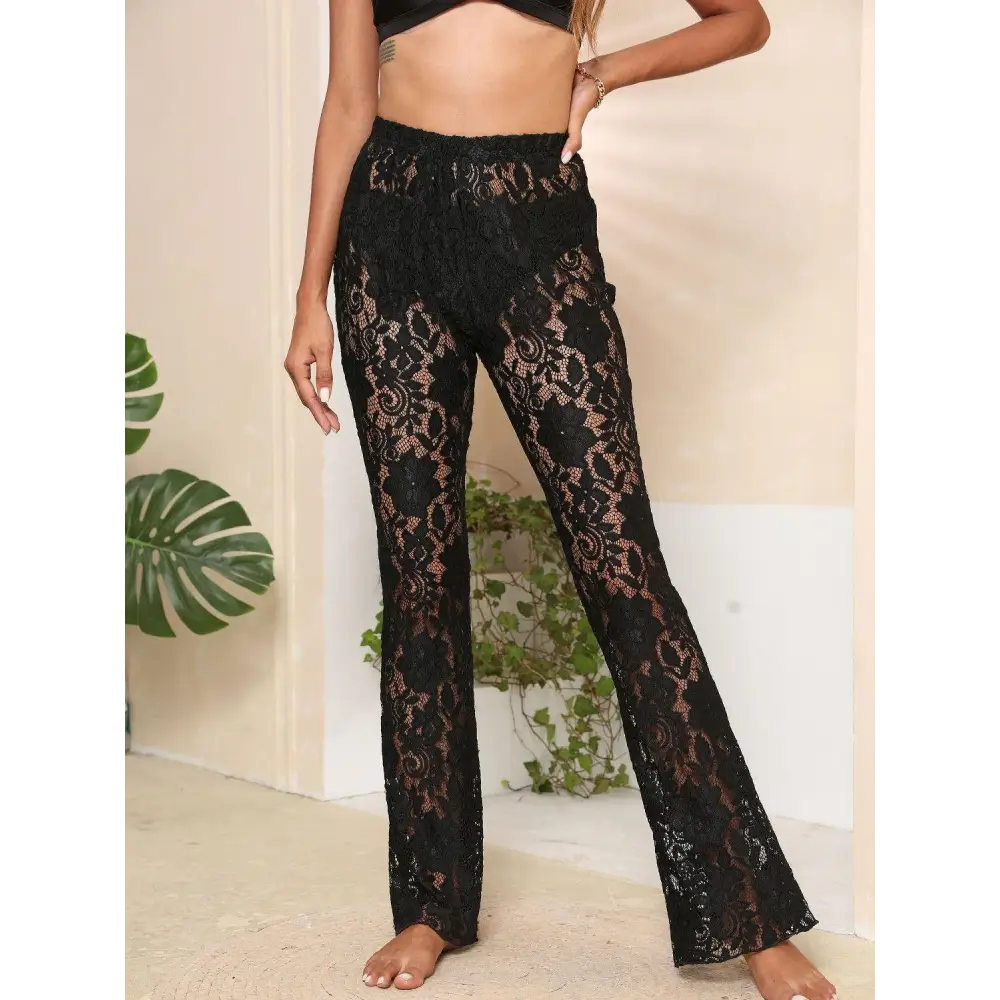 Elegant Lace High Waist Swim Pants for Beach Glamour