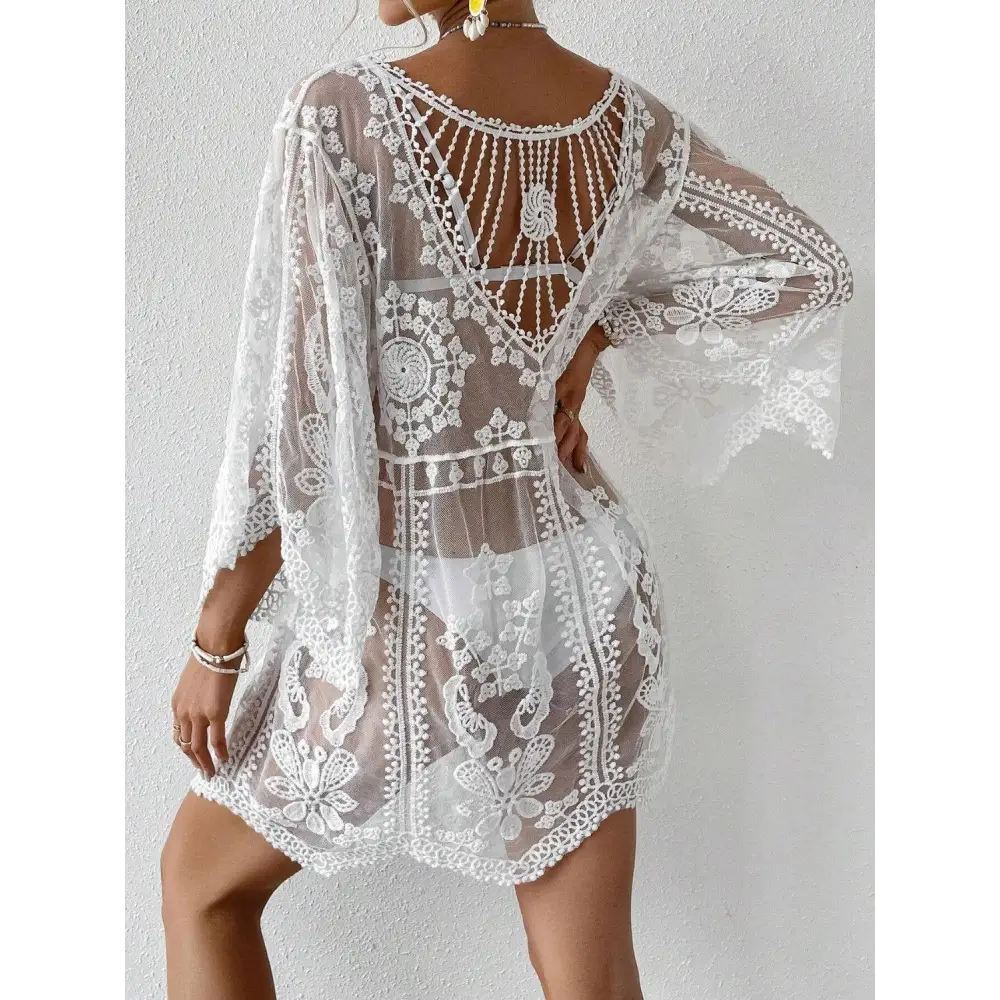 Elegant Lace Round Neck Cover-Up for Beachside Glamour