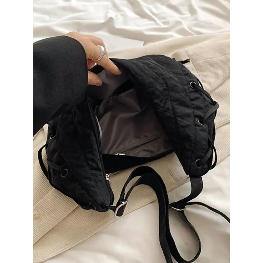 Lace-Up Polyester Crossbody Bag