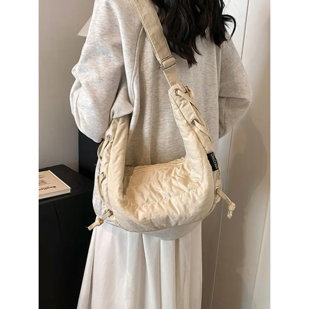 Lace-Up Polyester Crossbody Bag