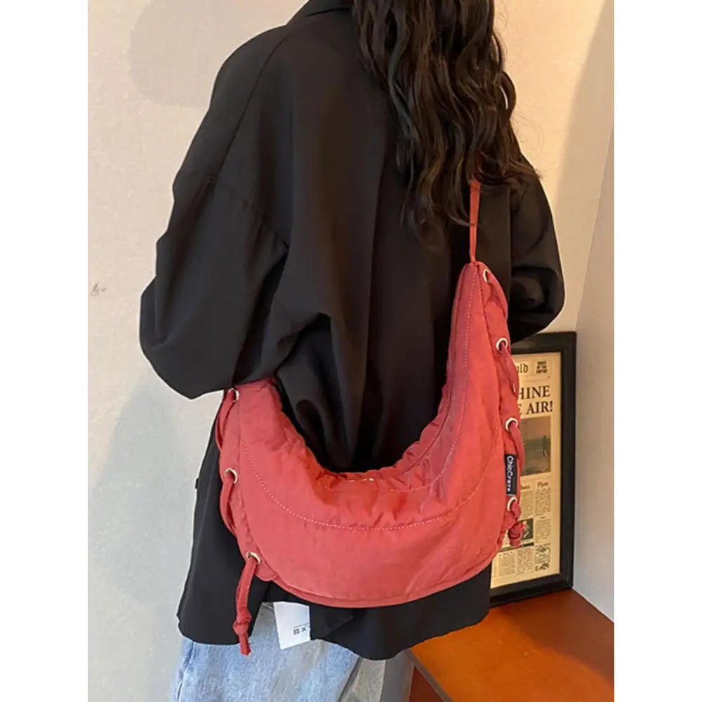 Lace-Up Polyester Crossbody Bag