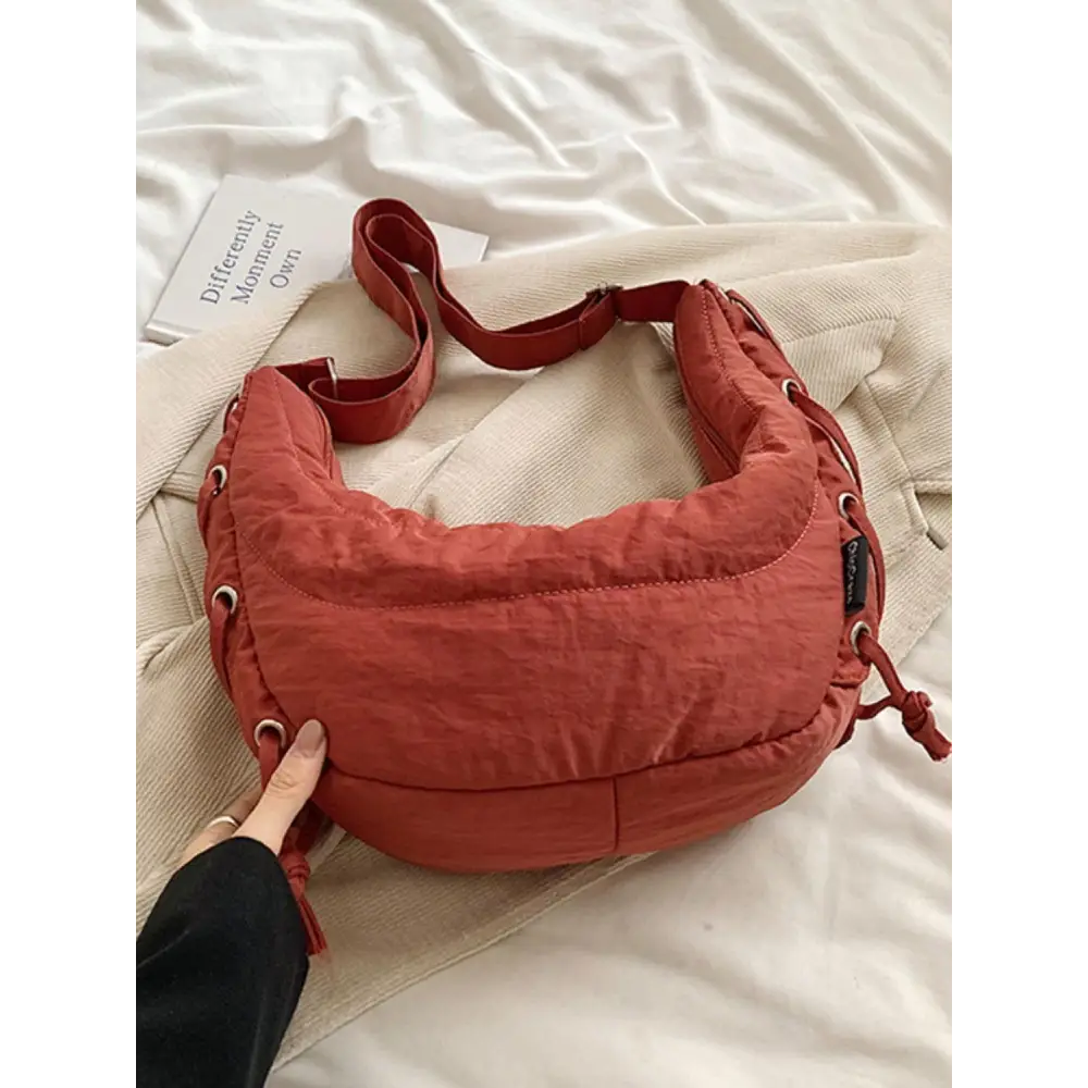 Lace-Up Polyester Crossbody Bag