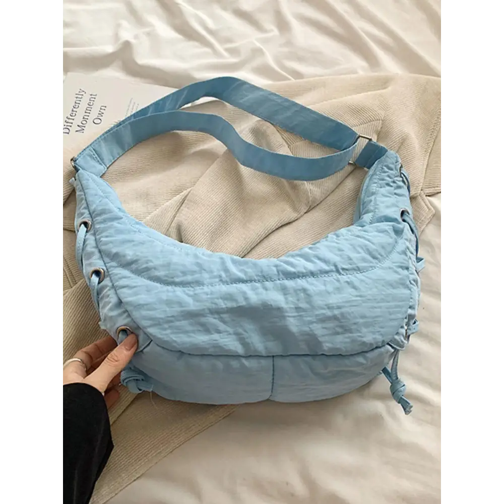 Lace-Up Polyester Crossbody Bag