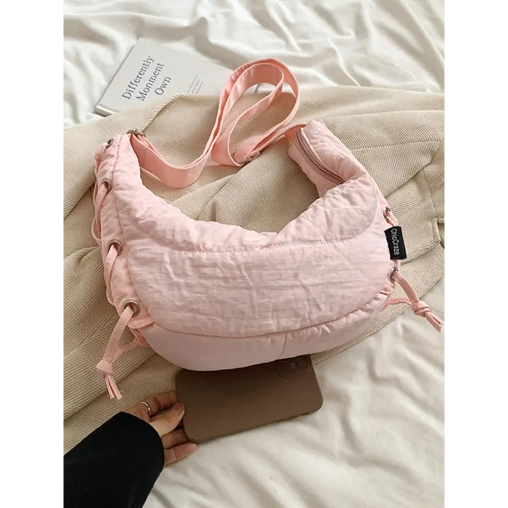 Lace-Up Polyester Crossbody Bag