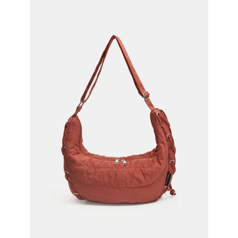 Lace-Up Polyester Crossbody Bag