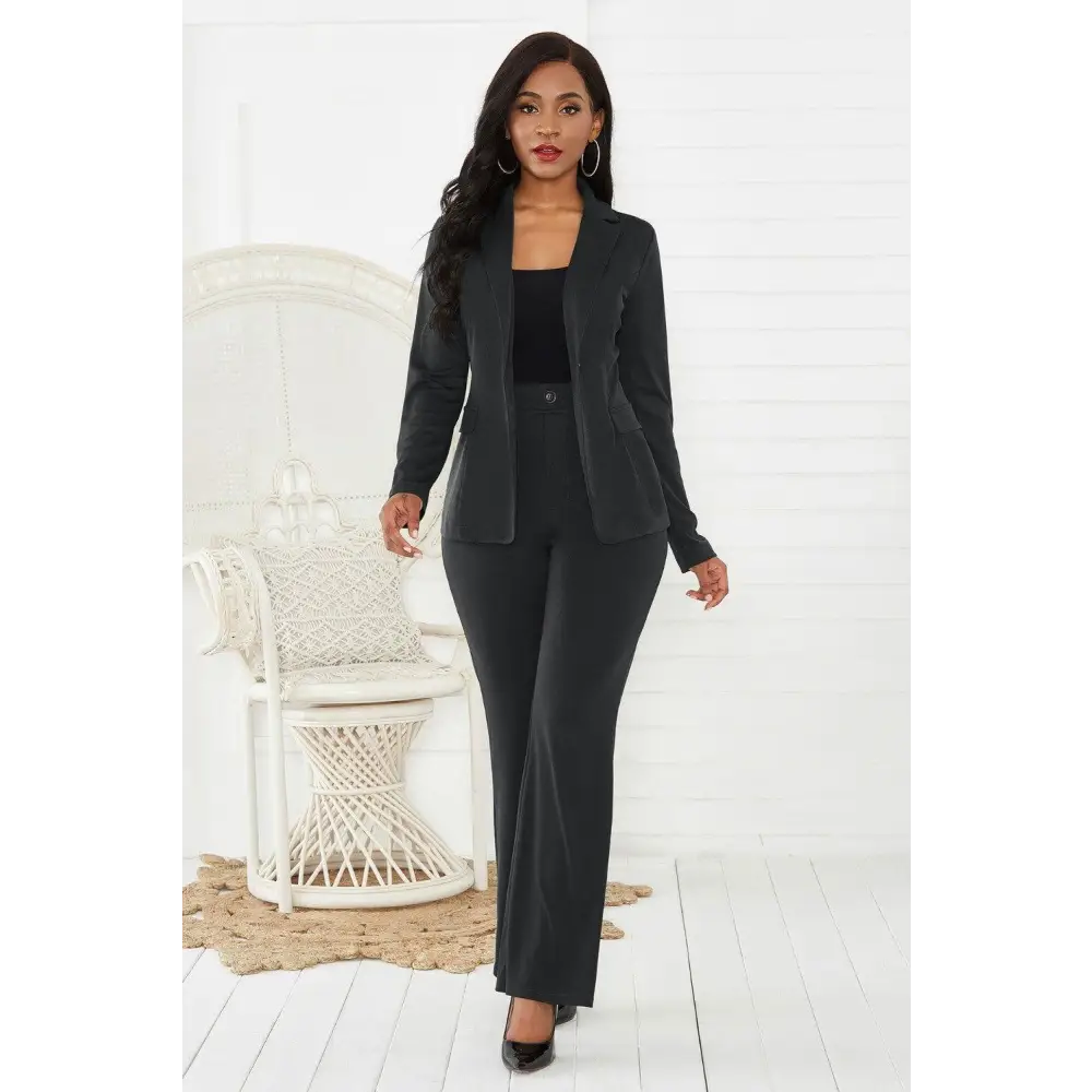 Stylish Lapel Collar Long Sleeve Blazer and Pants Set for Romantics