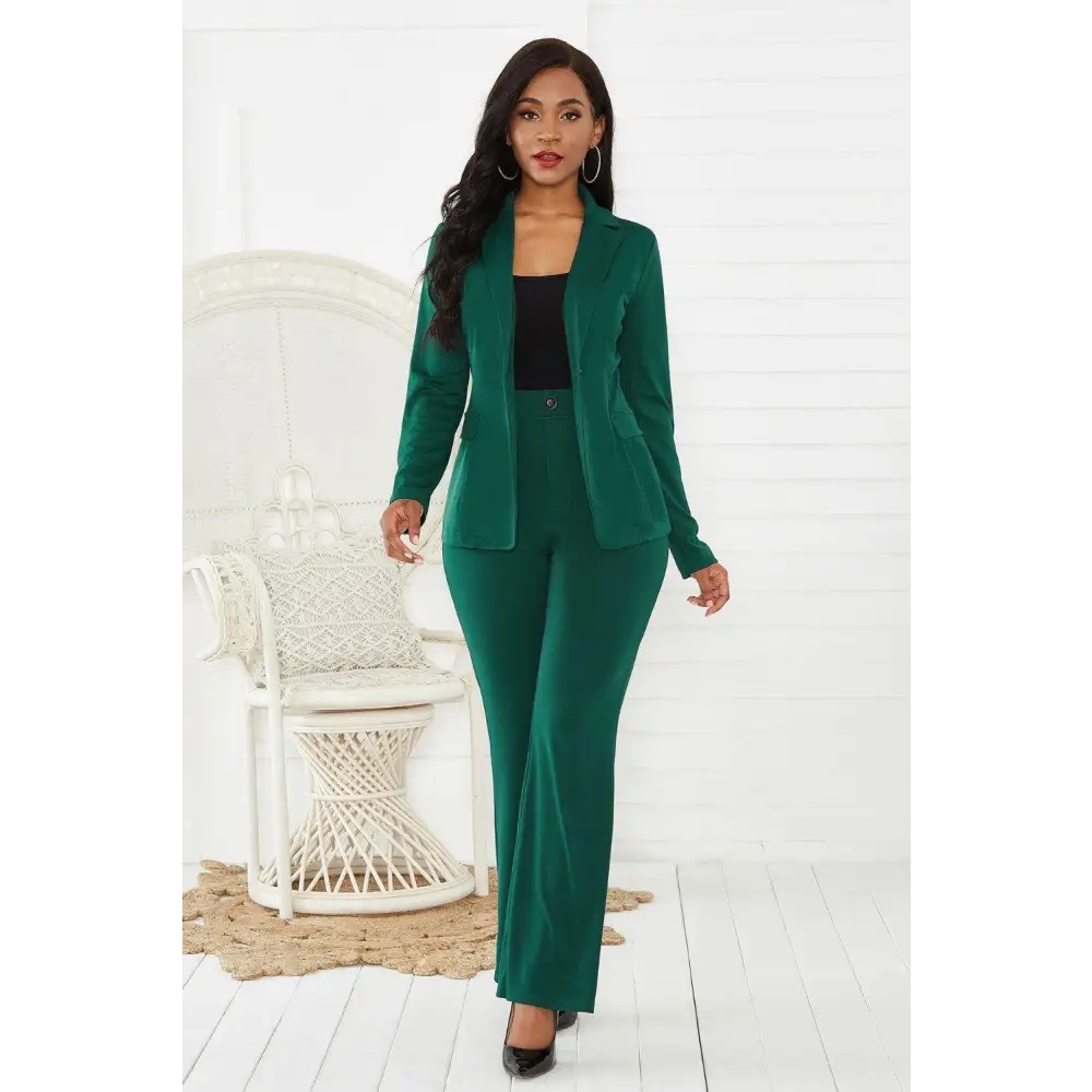 Stylish Lapel Collar Long Sleeve Blazer and Pants Set for Romantics