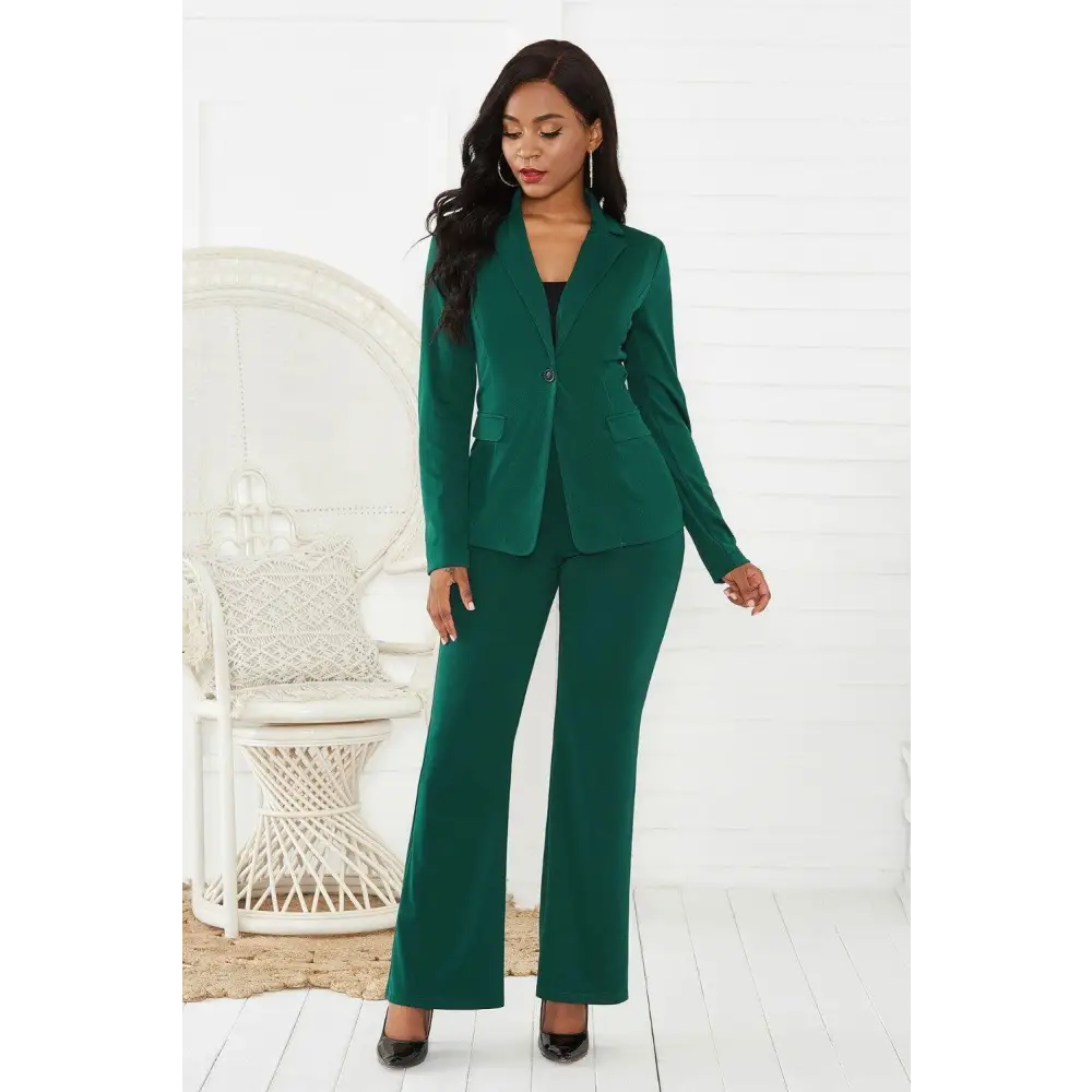 Stylish Lapel Collar Long Sleeve Blazer and Pants Set for Romantics