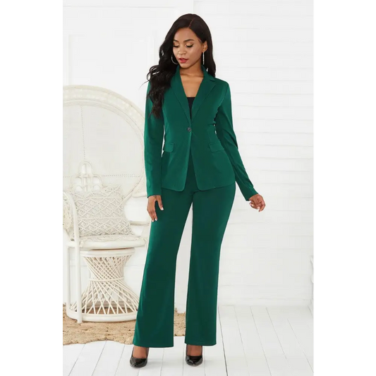 Lapel Collar Long Sleeve Blazer and Pants Set - CynthiaMonica CM