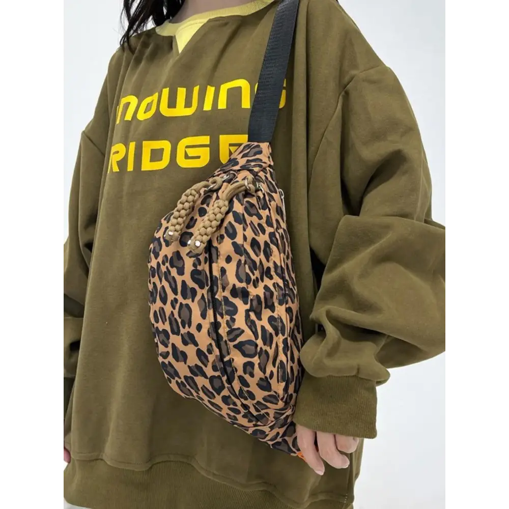 Leopard Nylon Crossbody Bag