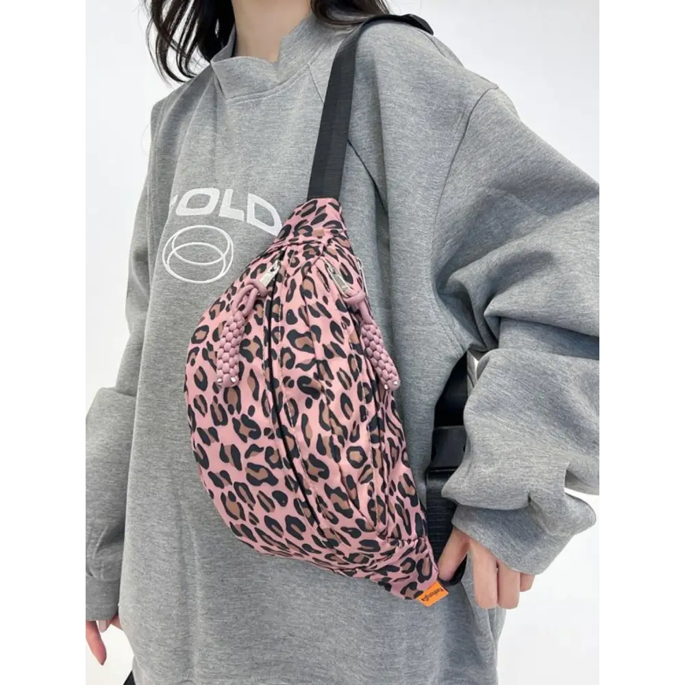 Leopard Nylon Crossbody Bag