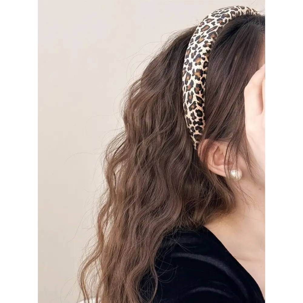 Leopard Polyester Wide Headband