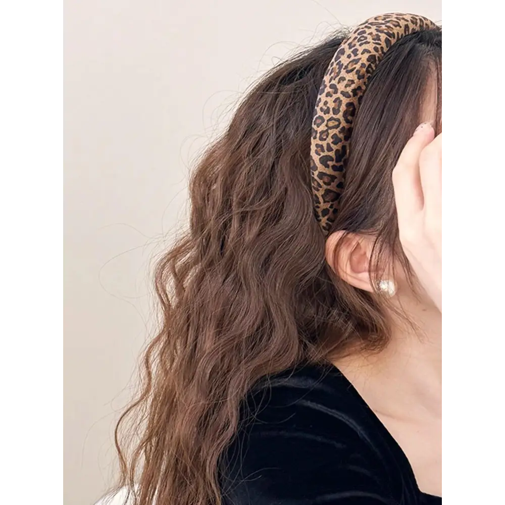 Leopard Polyester Wide Headband