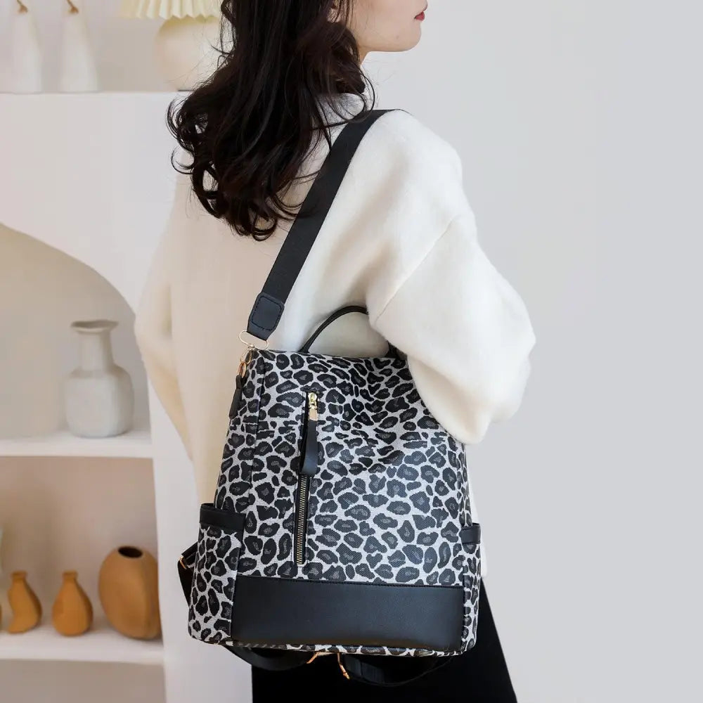 Stylish Yeppi Leopard PU Leather Backpack for Trendy Adventurers