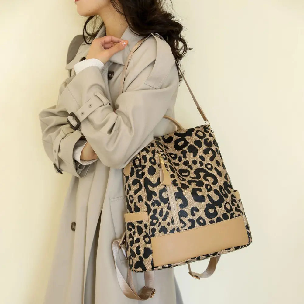 Stylish Yeppi Leopard PU Leather Backpack for Trendy Adventurers