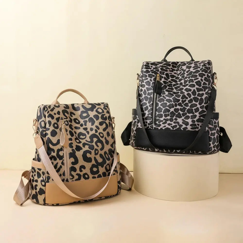 Stylish Yeppi Leopard PU Leather Backpack for Trendy Adventurers