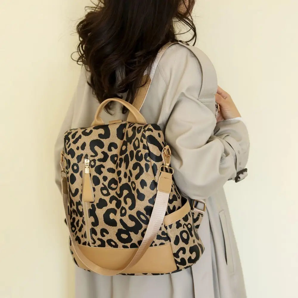 Stylish Yeppi Leopard PU Leather Backpack for Trendy Adventurers