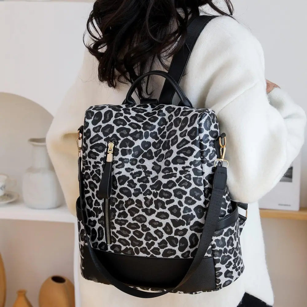 Stylish Yeppi Leopard PU Leather Backpack for Trendy Adventurers