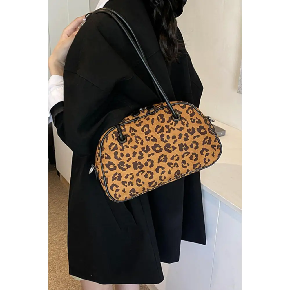 Fierce Yeppi Leopard Suede Medium Shoulder Bag with Original Tags