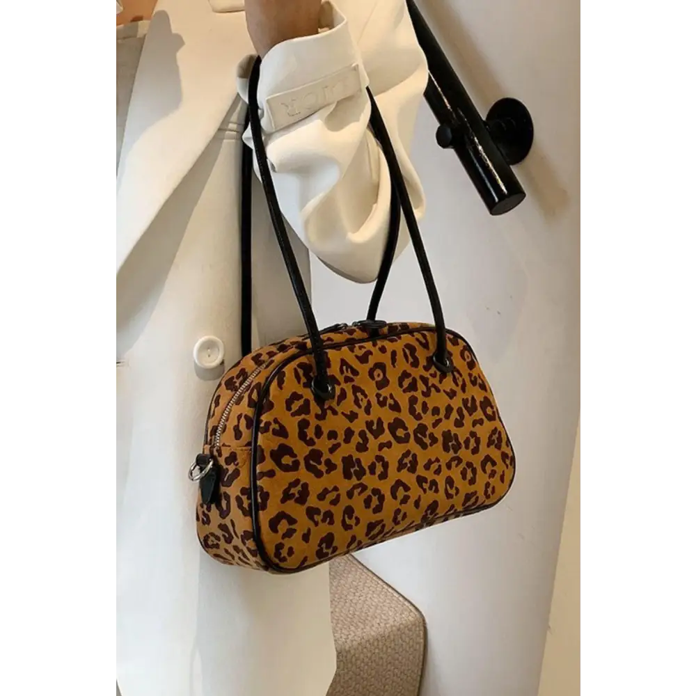 Fierce Yeppi Leopard Suede Medium Shoulder Bag with Original Tags