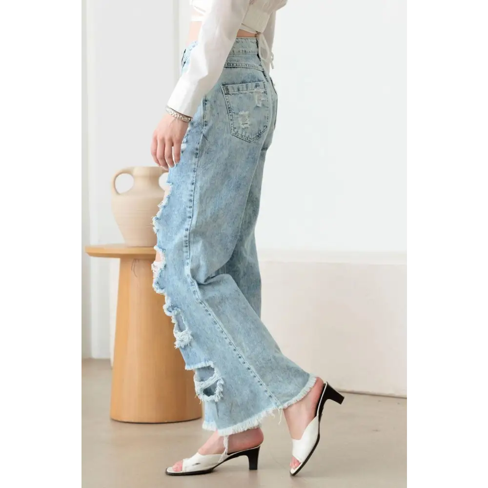 Litz La Distressed Frayed Hem Flare Jeans Rock Your Style