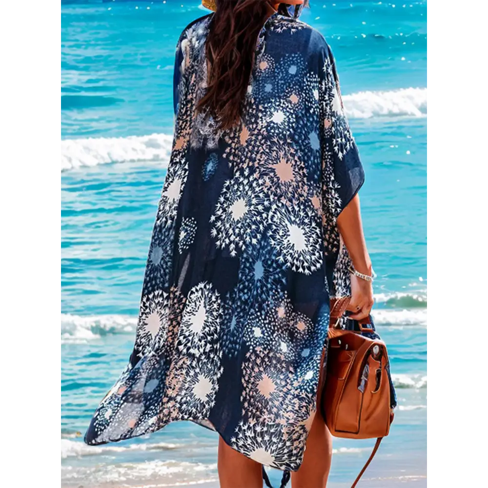 Lovelet Printed Open Kimono Floral Beach Cover Up