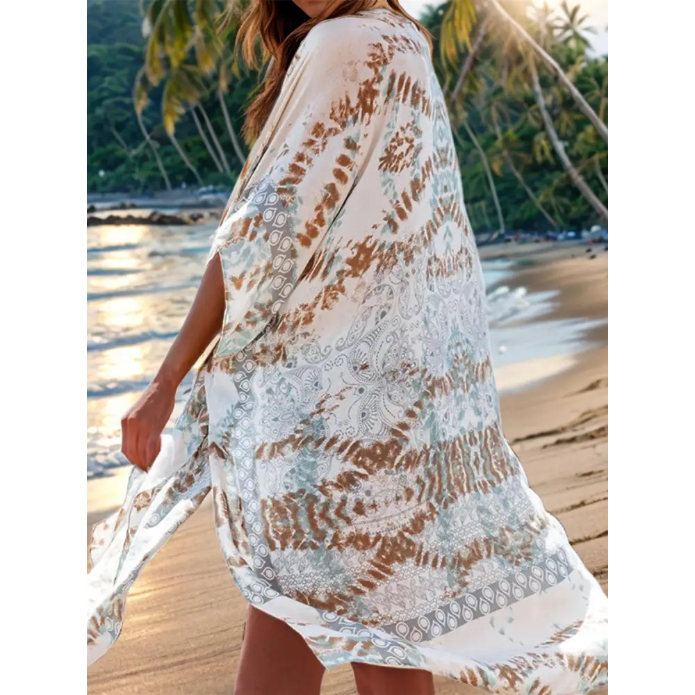 Lovelet Printed Open Kimono Floral Beach Cover Up