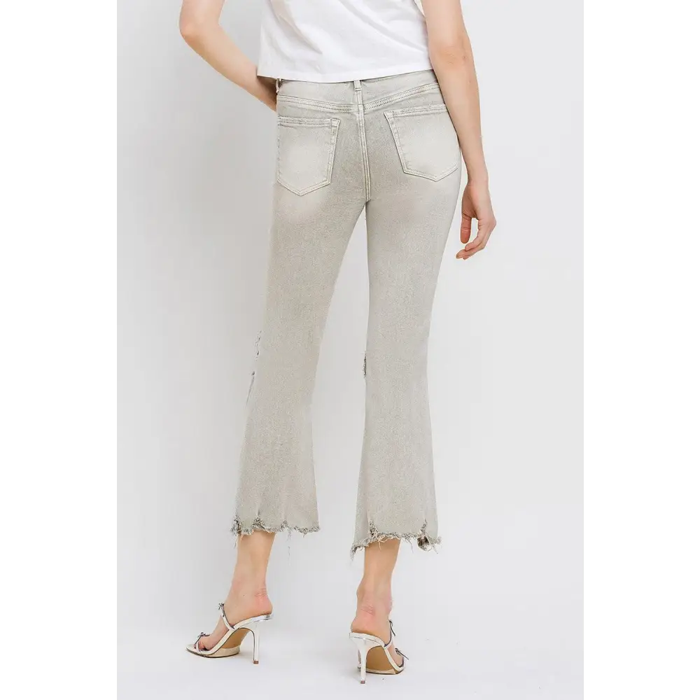 Lovervet Distressed Raw Hem Cropped Flare Jeans Elevate Your Style