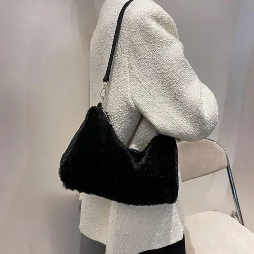 Black Luxe Faux Fur Shoulder Bags