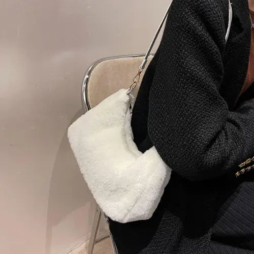 Black Luxe Faux Fur Shoulder Bags