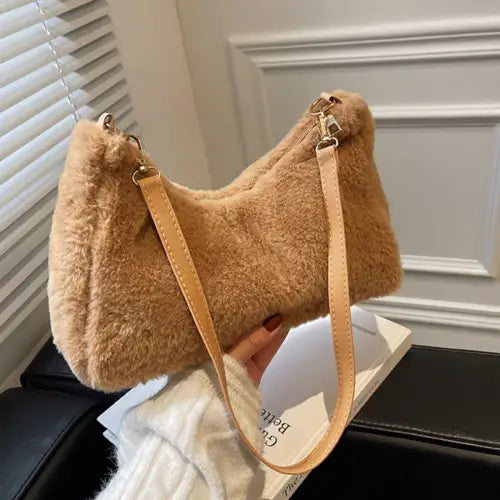 Black Luxe Faux Fur Shoulder Bags