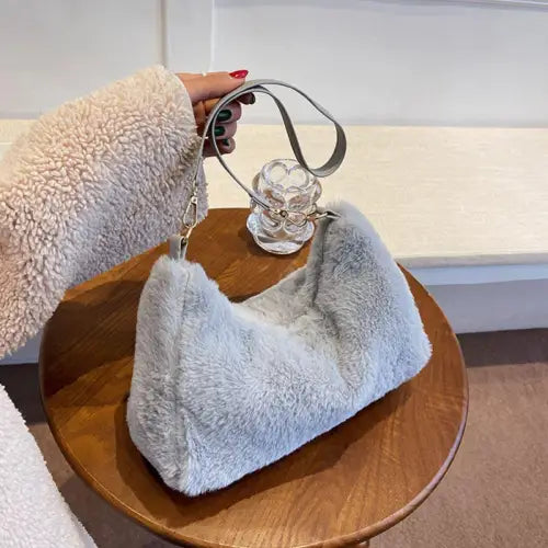 Black Luxe Faux Fur Shoulder Bags