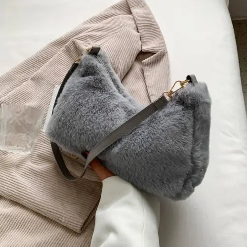 Black Luxe Faux Fur Shoulder Bags