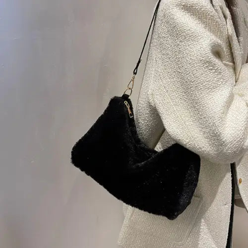 Black Luxe Faux Fur Shoulder Bags