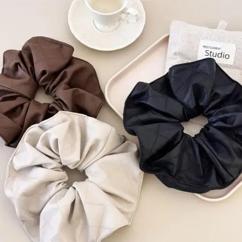 PU Leather Elastic Hair Scrunchy - CM Fashion