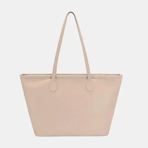 Luxurious David Jones PU Leather Tote Bag in Elegant Beige