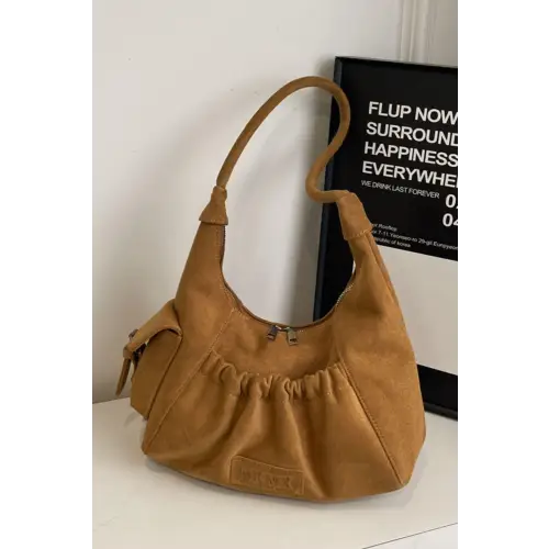 Luxurious Ruched Suede Handbag - Dawnlight's Finest