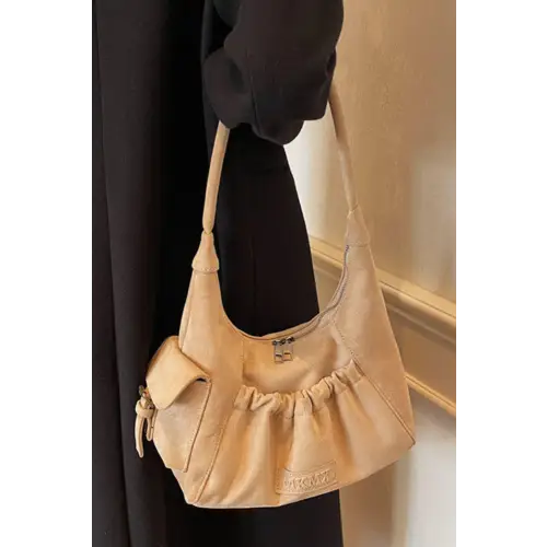 Luxurious Ruched Suede Handbag - Dawnlight's Finest