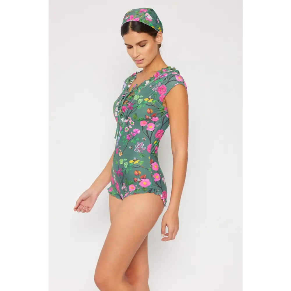 Blooming Beauty Marina West Swim Floral V-Neck One-Piece Swimsuit