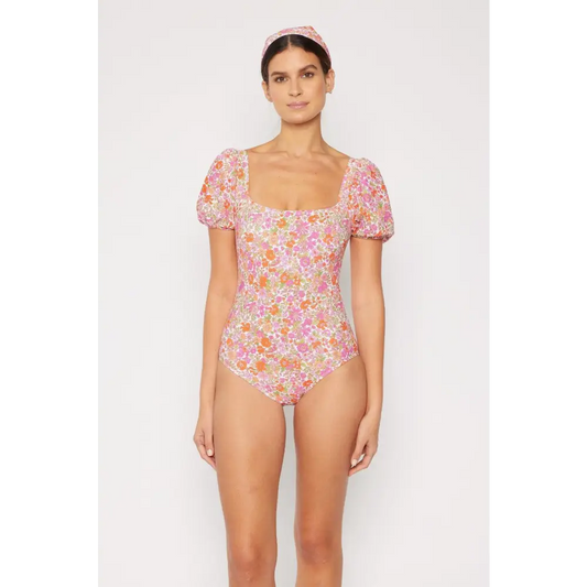 Marina West Swim Floral Puff Sleeve One-Piece - CM Fashion