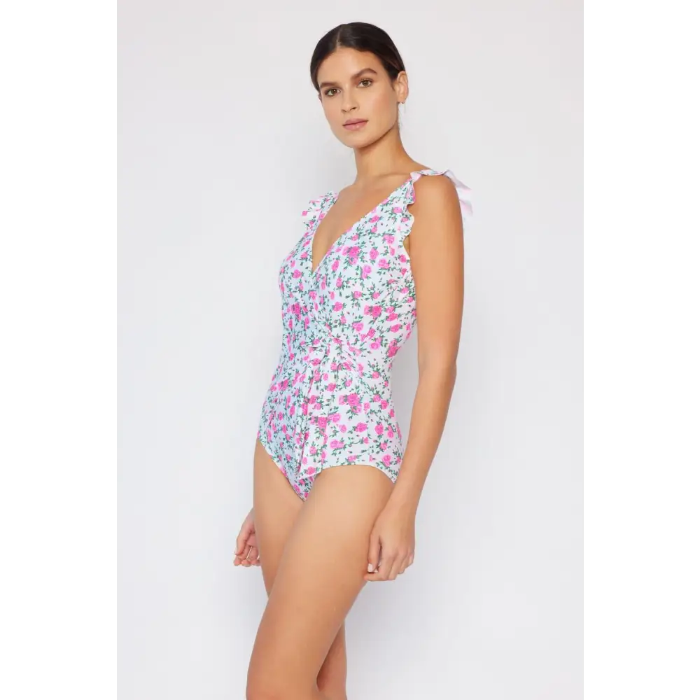 Elegant Ruffle Faux Wrap One-Piece Swimsuit by Marina West Swim