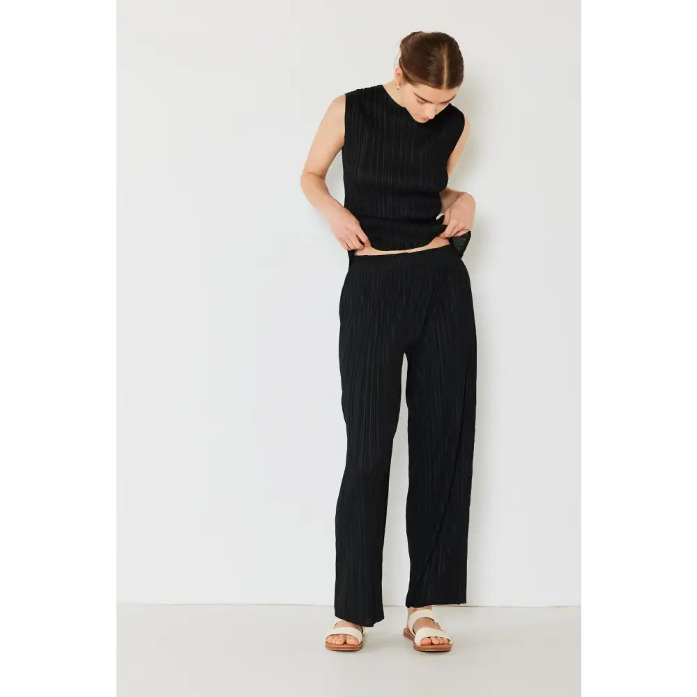 Marina West Swim Pleated Elastic-Waist Straight Pants