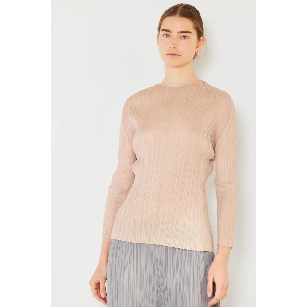 Marina West Swim Pleated Long Sleeve Boatneck Top