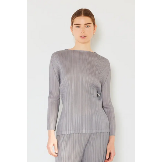 Marina West Swim Pleated Long Sleeve Boatneck Top - CM Fashion