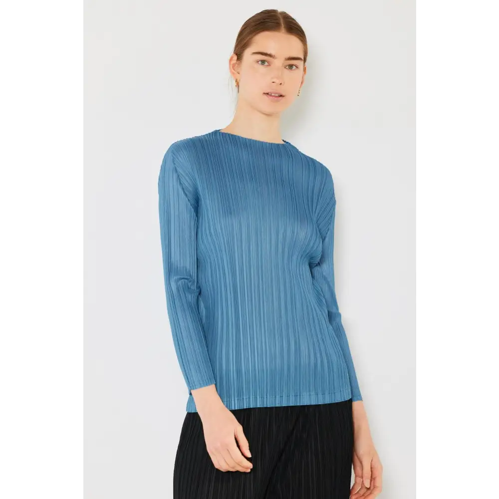 Marina West Swim Pleated Long Sleeve Boatneck Top